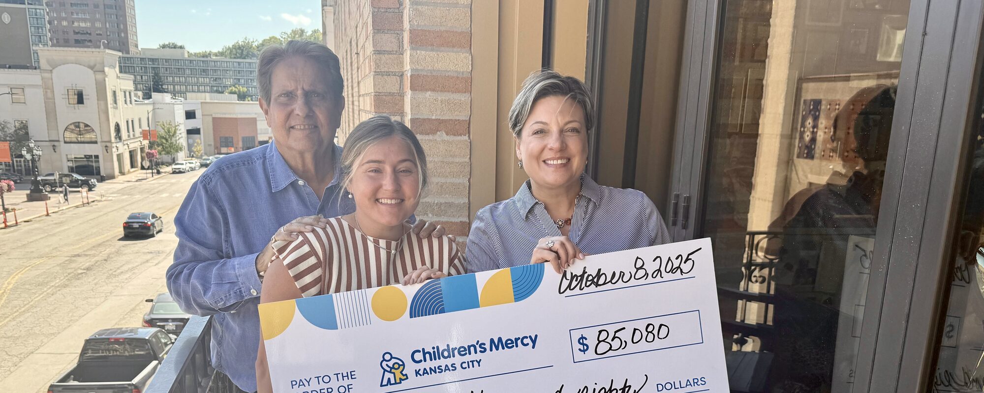 Emilie Block and Krystal Schwabauer of Children’s Mercy Kansas City presenting a check for $85,080 for diabetes research, October 2025